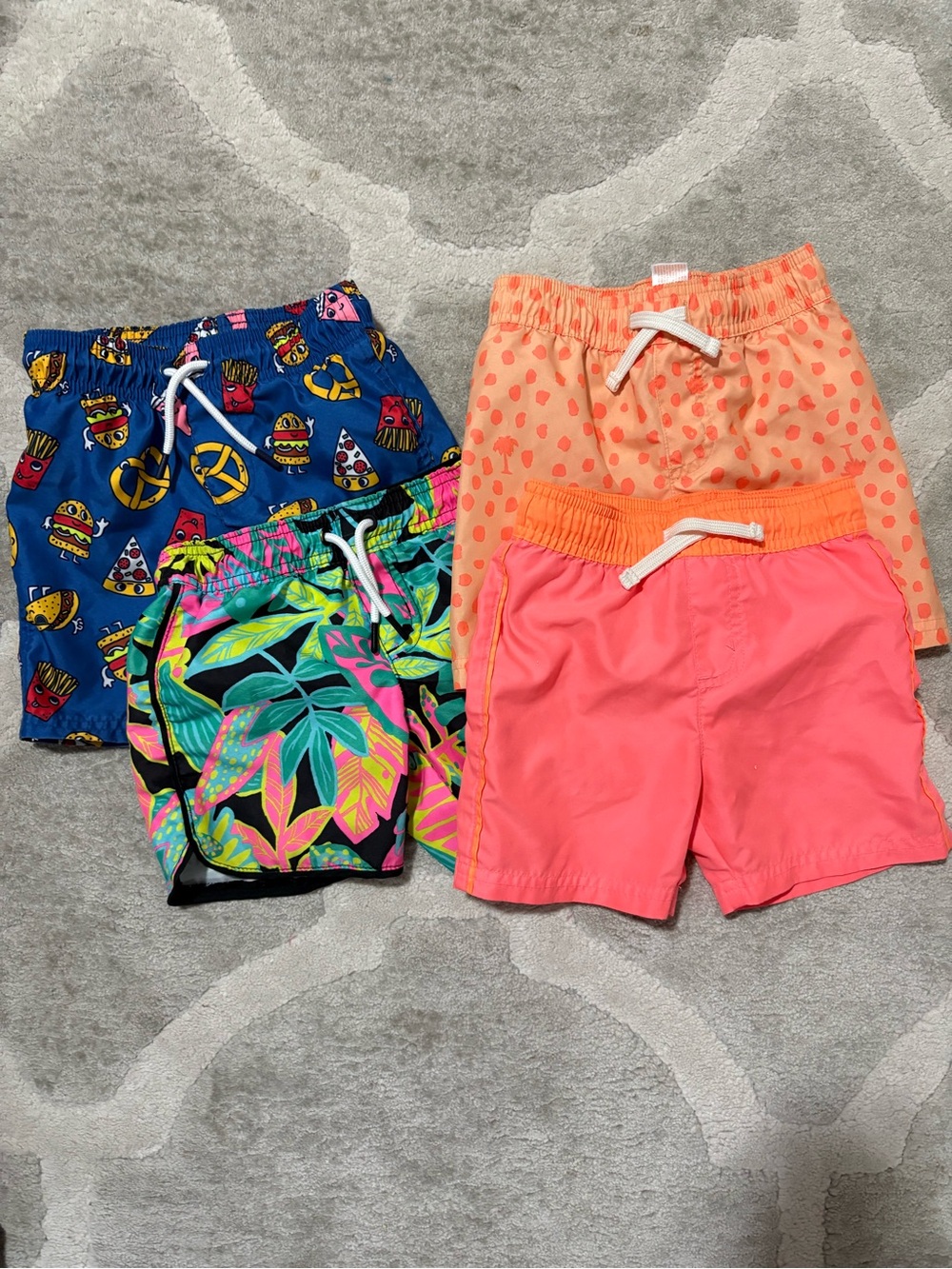 Cat & Jack Swim Trunks Mix: Coral, Peach, Blue & Neon Leaf Kids' Shorts